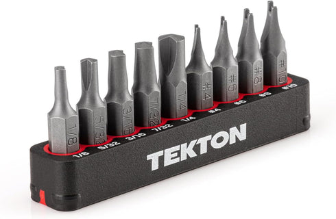 TEKTON 1/4 Inch Clutch and Spanner Security Bit Set with Rail, 9-Piece (1/8-1/4 in., 4-#10) | DZZ93002...
