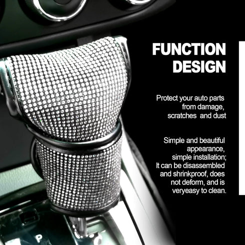 Bling Bling Auto Shift Gear Cover, Luster Crystal Auto Shift Gear Cover, Car Knob Gear Stick Crystal Glitter Bling Rhinestones Protector, Universa...