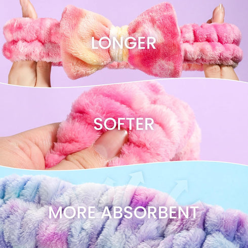 YGDZ Spa Headband, Skincare Headband for Washing Face, Makeup Headband, Fluffy Bow Headbands for Skincare, Face Wash Head Band Set for Women Girl...