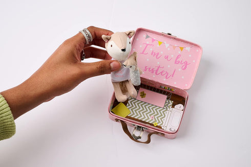 Mud Pie Mini"I'm A Big Sister" Fox Set, Pink, 4.5" x 3"x 1.5" , 2 Piece Set...