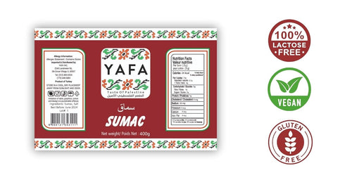 YAFA Turkish sumac - Sumac Spice powder – Middle Eastern Spices- Taste of Palestine - 100% Natural and Handpicked Sumac Berries 400g...