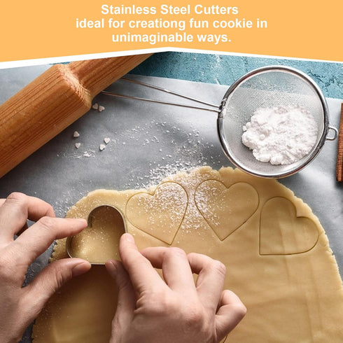 12Pcs Metal Biscuit Cutter Set Star Circle/Round Heart Flower Shaped Cookie Cutters for Food Small Stainless Steel Cookie Molds Cutter for Baking ...