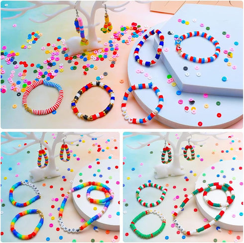 Clay Beads, 3000pcs Earth Tone Colors Polymer Clay Beads for Jewelry Making, Heishi Beads, Clay Beads for Bracelets Making....