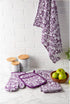 DII Quilted Kitchen Oven Mitt & Potholder Set, Hanging Loop for Convenient Storage, OM 6.5x12/PH 8x8.5, Eggplant Damask Print, 2 Piece...