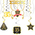 LINGTEER Happy 35th Birthday Decorations - 12 Pcs Birthday Black & Gold Foil Swirls Streamer Set,Cheers to 35 Years Old Bday Party Gift Decoration...