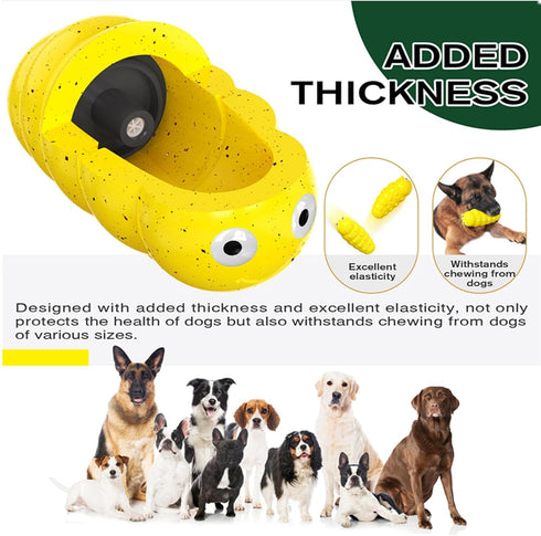 Indestructible Squeaky Dog Chew Toys for Aggressive Chewers, Food Grade Material Dog Chew Toys, Tough Durable Dog Toys for Medium Large Breed (Yel...