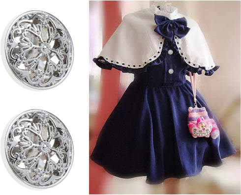 20pcs Clothes Button 25mm Fashion Hollow Flower Alloy Round Shaped Sewing Button for Men Women Blazer Coat Uniform Shirt and Jacket Silver...