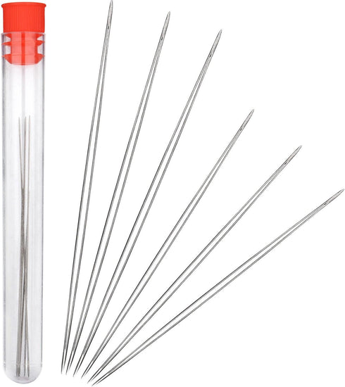 Shappy 6 Pieces Big Eye Beading Needles with Needle Bottle (2.2 inch, 3 inch)...