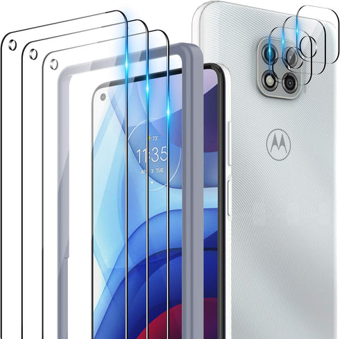 TOCOL 6 Pack Compatible with Moto G Power 2021 (Not for Moto G Power 2020) - 3 Pack Tempered Glass Screen Protector and 3 Pack Camera Lens Protect...