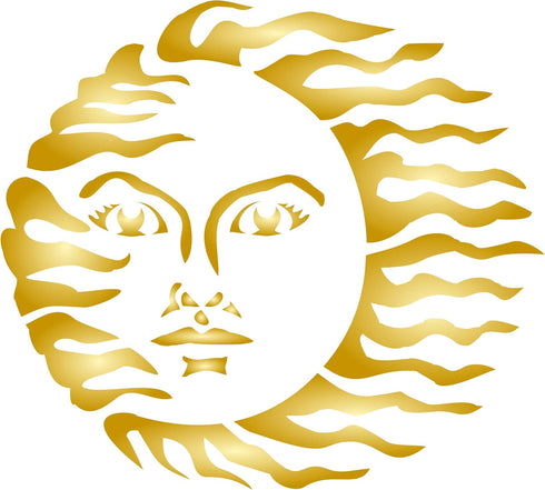 Vintage Sun Stencil, 14 x 12 inch (L) - Celestial Art Nouveau Deco Wall Stencils for Painting Template...