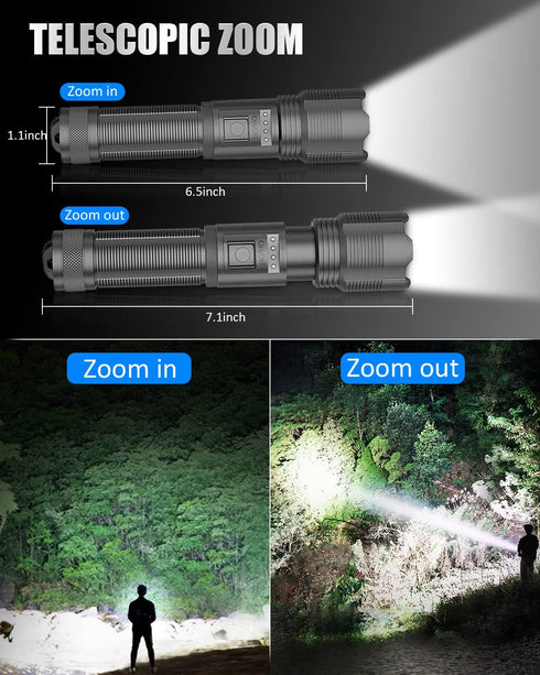 Rechargeable Flashlights High Lumens, Super Bright XHP50 LED Tactical Flashlight with 2200mah Battery, 5 Modes, IPX6 Waterproof Camping Flash Ligh...