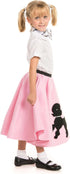 1950s Light PInk Poodle Skirt For Girls Costume with Musical Note Printed Scarf For Little Girl | Light Pink Girls Sock Hop Skirt | One Size...