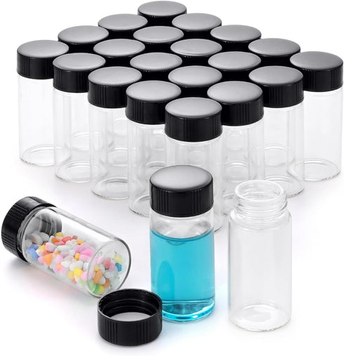 20-Pack 20ml Glass Vials with Screw Caps - Small Vials for Essential Oil, and Specimen Samples - Clear Bottles with Lids...