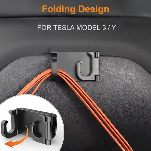OATSBASF Seat Back Hooks for Tesla Model 3 Model Y 2017-2024, Headrest Foldable Hooks Car Bag Hook Stylish Back Seat Hanger Designed for Tesla Mod...