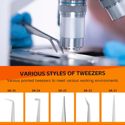 TOWOT Industrial Tweezers Cross Lock Fiber Grip Wood Handle Soldering Tweezer, Precision Pick-Up Tool Straight Electronics Precision Tweezers...