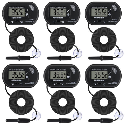 6 PackLCD Digital Aquarium Thermometer Fish Tank Water Terrarium Temperature with Suction Cup for Fish Tank Water Terrarium...