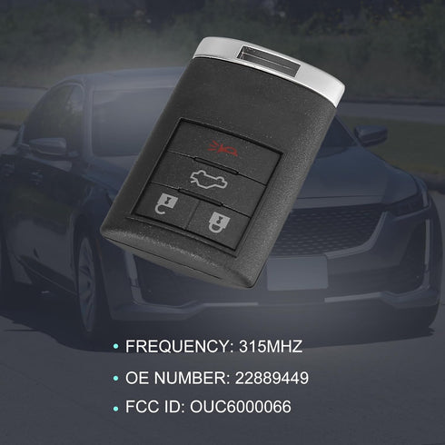 X AUTOHAUX OUC6000066 315MHz Replacement Keyless Entry Remote Car Key Fob for Cadillac STS 2008-2011 for Cadillac DTS 2008-2011 for Cadillac CTS 2...