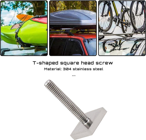 6PCS T-Track Adapter M6 x 35 mm T-Slot Bolts Stainless Steel 20x20mm Square Head Bolts Car Roof Bar Accessories for Car Roof Rack Roof Box Rail Ca...