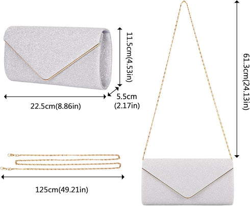 Larcenciel Clutch Purses for Women, Sparkling Envelope Evening Bag with Detachable Chain...