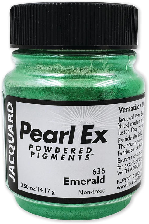 Jacquard Pearl Ex Pigment Powder 0.5 oz Emerald - Loose Mica Powder for Epoxy Resin, Watercolors, Calligraphy Ink & Clay - Epoxy Pigment Powder - ...