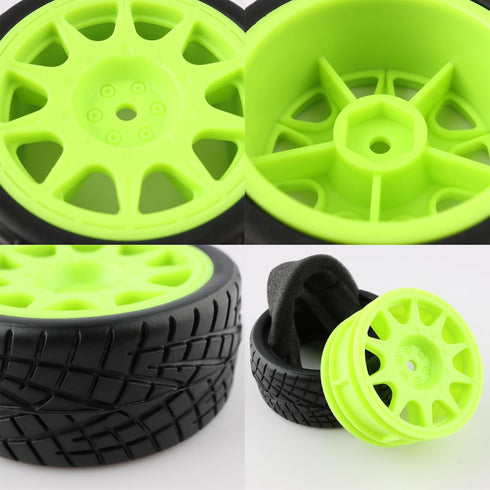 4PCS 12mm Hub Wheels Tires Set 1:10 1:12 1:16 Off Road RC Cars Rubber Tires Set for HSP 94122 94123 94103 3850 3851 FW06 RC Cars(Green)...