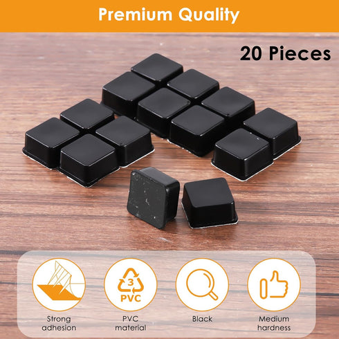 Rubber Feet for Electronics 20PCS Tall Square - Black Rubber Bumpers Self Adhesive, Adhesive Rubber Feet for Cutting Board, Stick on Small Rubber ...