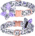 Dog Collar,Girl Dog Collar Puppy Collar Floral Pattern Dog Collar Cute Dog Collar with Detachable Rhinestone Flower for Female Dogs Small Medium L...