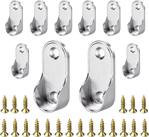 10Pcs Zinc Alloy Oval Closet Rod End Supports Fit Oval Rod 18 x 35 mm...