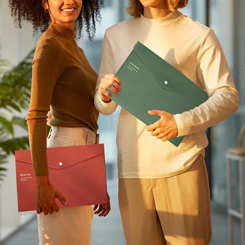 VANRA File Folders Letter Size 12 Pack Plastic File Envelopes with Snap Closure, A4 Filing Envelope Project Folder Holder File Pockets Jacket Docu...