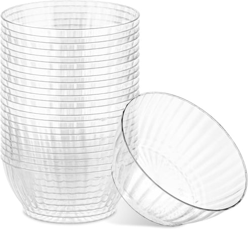 PLASTICPRO 30 Pack Crystal Like Clear Disposable Plastic Plates Dinner Dishes 6 ounce Bowls for Special Occasions Parties...