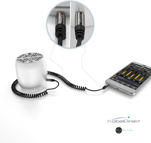KabelDirekt – (3 feet 3.5mm Male to 3.5mm Male Stereo Audio Cable Coiled- Pro Series...