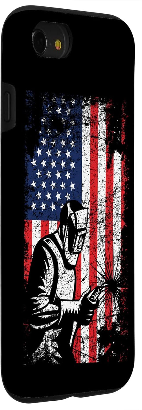 iPhone SE (2020) / 7 / 8 Welder Gifts American Flag Patriotic Distressed Welding Case...