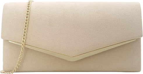 Faux Suede Women's Evening Clutch Bags for Formal Cocktail Prom Wedding Party Velvet Foldover Purse...