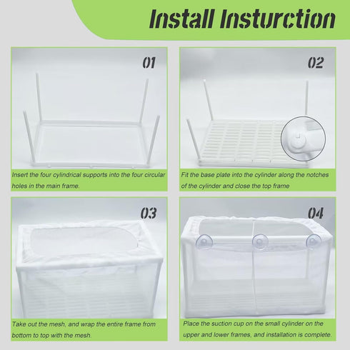 Fish Breeder Box Fish Aquarium Isolation Box Fish Divider Breeder Box with Suction Cups for Baby Fishes Shrimp Clownfish Guppy White...