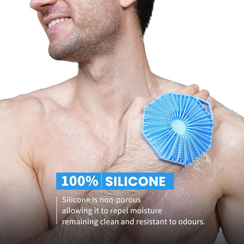 iTokGoK® Silver-Infused 2-in-1 Silicone Body Scrubber, Double-Sided Design Body Brush Silicone Body Scrubber Exfoliating Body Brushes for Sensitiv...