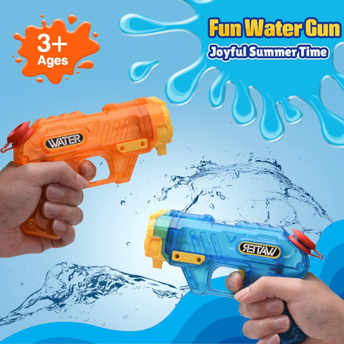 Water Guns for Kids, 2 Pack Squirt Guns Water Blaster 200CC Capacity Water Pistol Toys for Boys Girls Toddlers, Ideal Summer Gifts for Swimming Po...