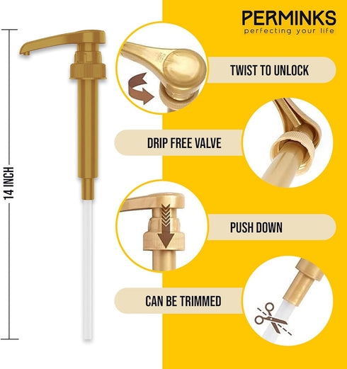 6 pack Coffee Syrup Pump Dispenser (Gold) - Compatible with Torani, Davinci and Skinny Syrup Bottles (750 ml 25.4 oz Bottles)...
