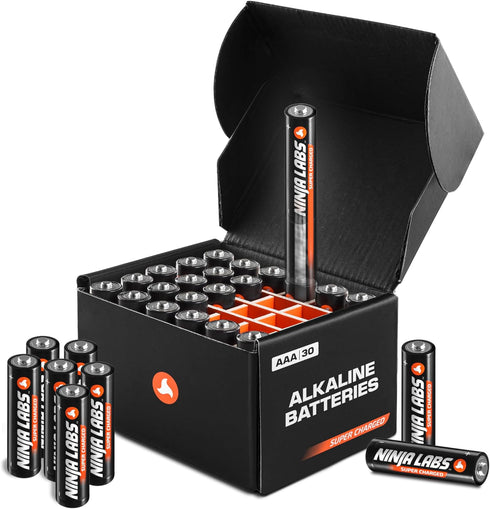 30 AAA - Super Charged Alkaline Batteries in Organizer Box (Insanely Long Lasting), Triple A...