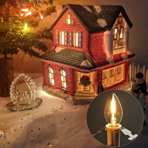 LED Accessory Cord with 3 LED Night Light Bulbs - White Cord with On/Off Switch Plugs - C7 led Bulb Warm White with Spare Fuse for Holiday Decorat...