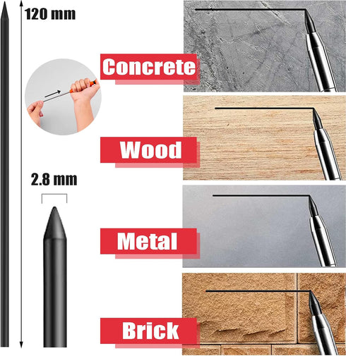 36 PCS 2.8mm Pencil Lead Refills for Carpenter Pencil Mark Pencils Solid Deep Hole Mechanical Construction Pencil Replacements Study Pencil Leads ...