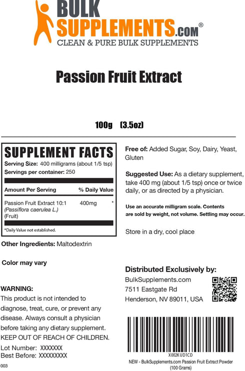 BulkSupplements.com Passion Fruit Extract Powder - Antioxidants Supplement - Passion Fruit Supplement - Passion Fruit Powder - 400mg of PassionFru...