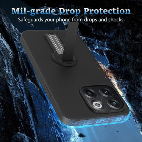 Case for OnePlus 10T 5G Phone Case with Glass Screen Protector, Built in 360° Rotatable Folding hidden Kickstand/Stand Silicone TPU Shockproof Pro...