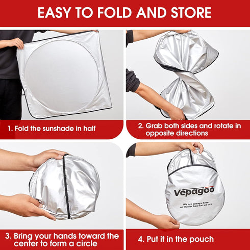 Vepagoo Car Windshield Sun Shade Window Cover Shade Interior Sun Protection Curtain 59inX29in, UV Rays and Sun Heat Protector, Keep The Car Interi...