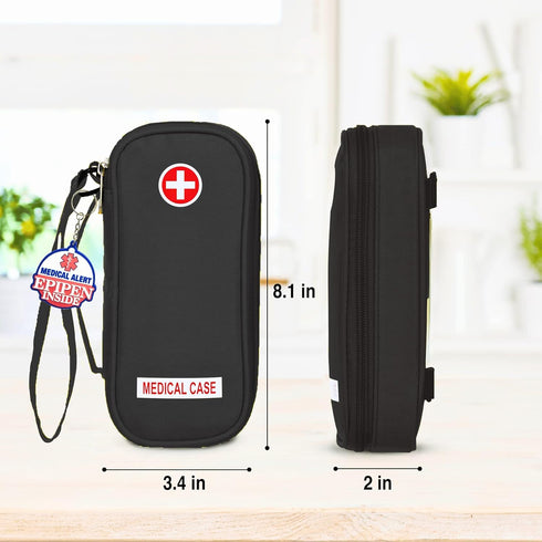 EpiPen Medical Carrying Case Insulated, Travel Medication Organizer Bag Emergency Medical Pouch, Fits 2 EpiPens, Asthma Inhaler, Anti-Histamine, A...