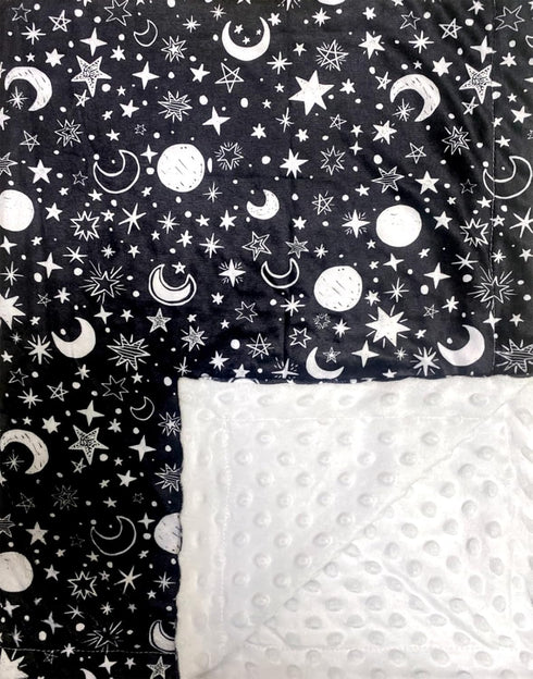 Baby Blanket for Girls Boys Black Moon Star Minky Super Soft Double Layer Receiving Blanket with Dotted Backing for Newborns Nursery Stroller Rece...