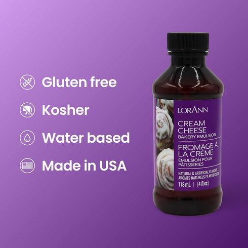 LorAnn Oils Cream Cheese Bakery Emulsion: True Essence, Ideal for Boosting Fruit Tones in Cakes, Cookies & Desserts, Gluten-Free, Keto-Friendly, E...