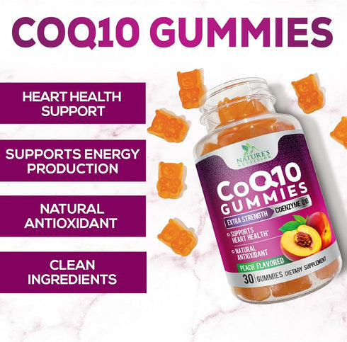 CoQ10 100mg Gummies - Coenzyme Q10 Supplement, CoQ10 Gummies Antioxidant for Heart Health Support & Energy Production, High Absorption Coenzyme Q1...