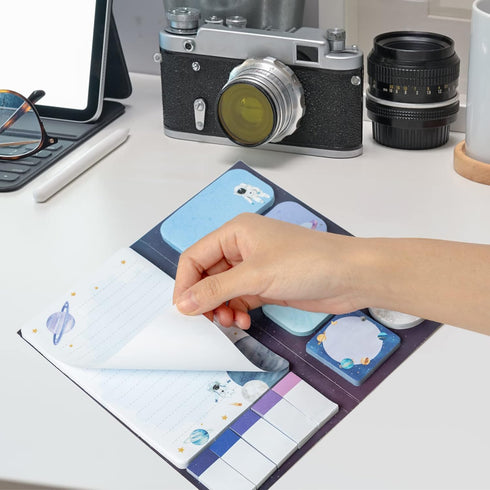 The Sky Is The Limit Sticky Notes Set, 550 Sheets, Outer Space Galaxy Planet Pattern Self-Stick Notes Pads Divider Tabs Bundle Writing Memo Pads B...