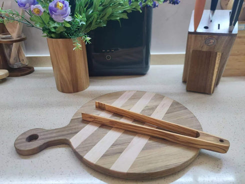 Wooden Toast Tongs Wooden Toaster Kitchen Tongs Fruit Clip for Toast Fruits Bread Pickles(Olive wood) 12 IN*0.78IN...
