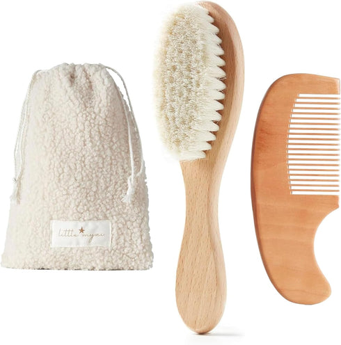 Baby Hair Brush Set – Soft Baby Brush Set for Newborns, Baby Comb and Brush Set Girl and Boy, Toddler Hair Brush and Toddler Comb - Baby Gift Set...
